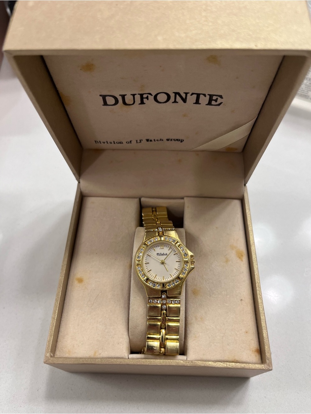 Lucien Piccard Dufonte Gold Tone Women's Watch with Crystal Accents
